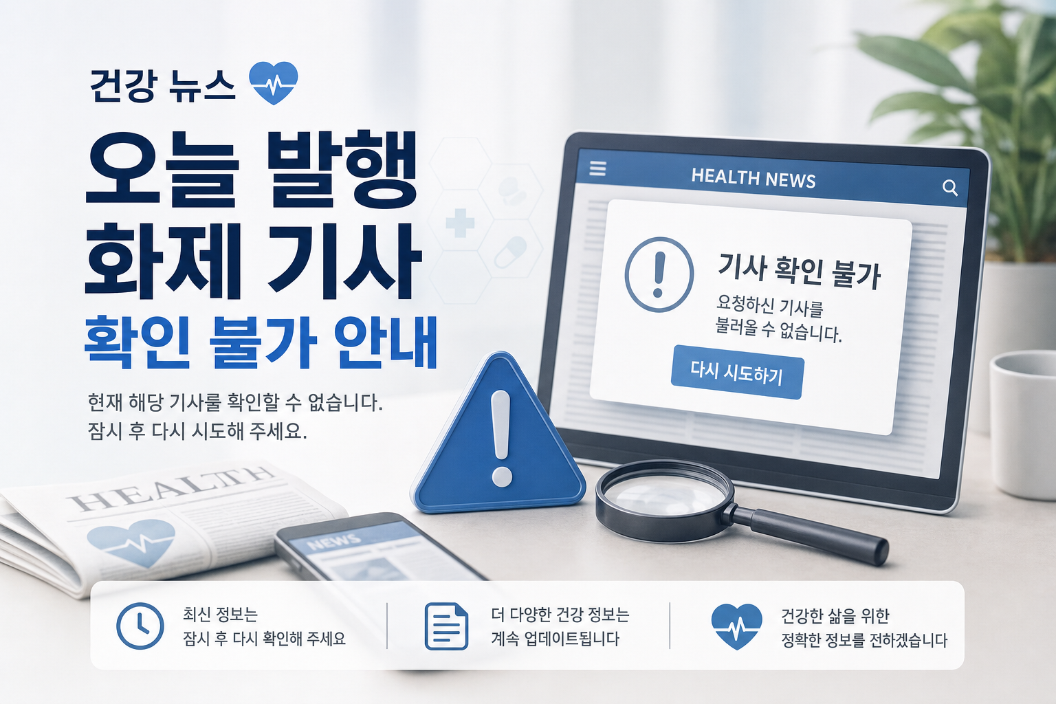 건강 뉴스 오늘 발행 화제 기사 확인 불가 안내 관련 AI 이미지