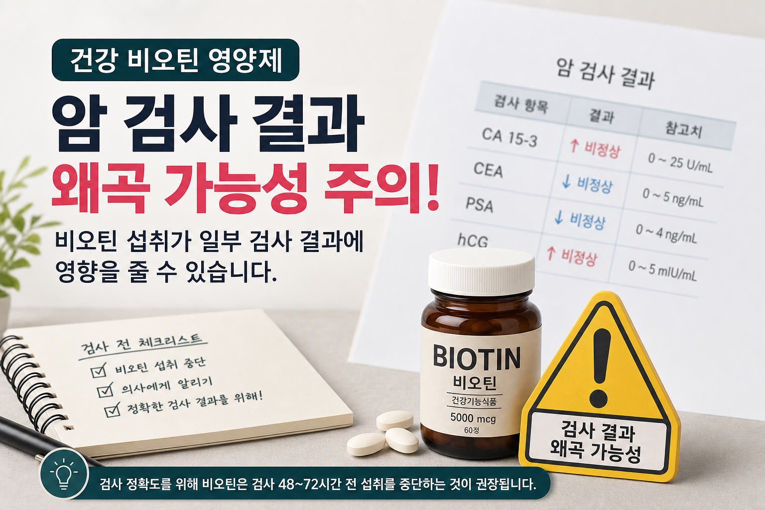 건강 비오틴 영양제 암 검사 결과 왜곡 가능성 주의 관련 AI 이미지
