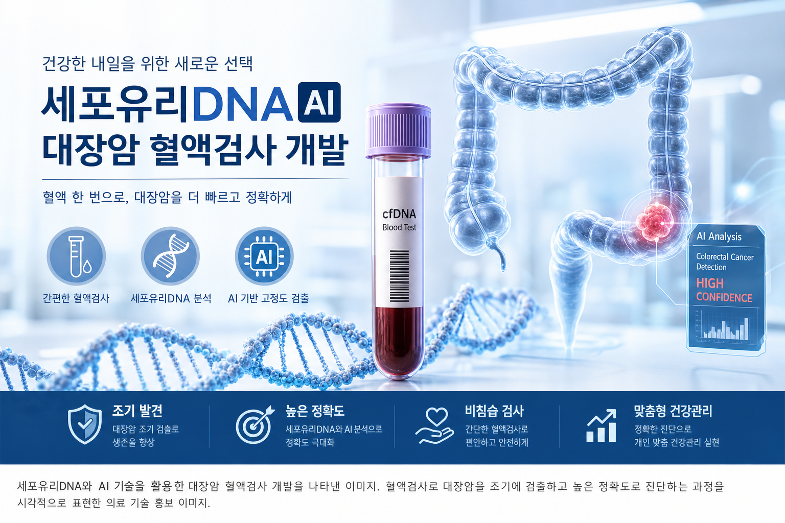 건강 세포유리DNA AI 대장암 혈액검사 개발 관련 AI 이미지