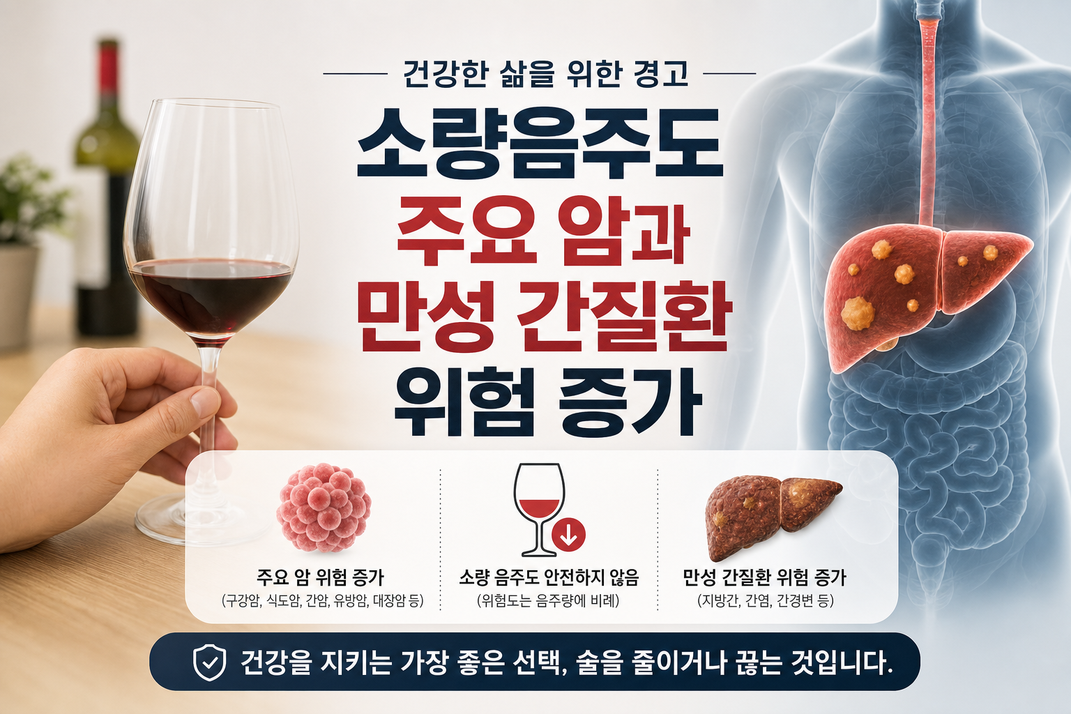 건강 소량음주 주요 암과 만성 간질환 위험 증가 관련 AI 이미지