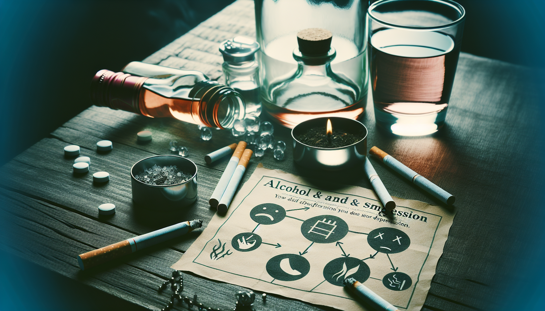 [건강] 술담배와 생활습관이 우울증에 미치는 영향 관련 AI 이미지