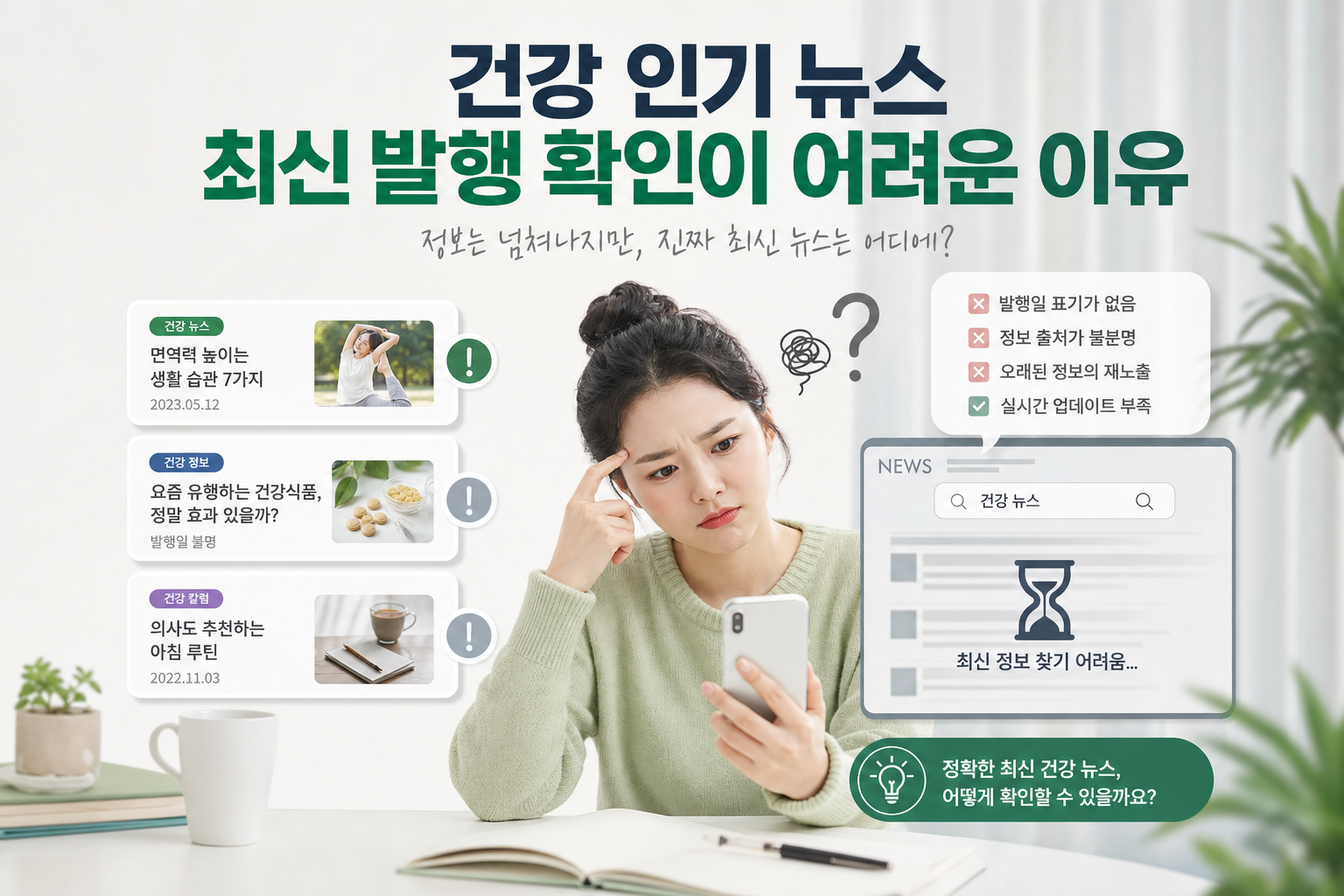 건강 인기 뉴스 최신 발행 확인이 어려운 이유 관련 AI 이미지