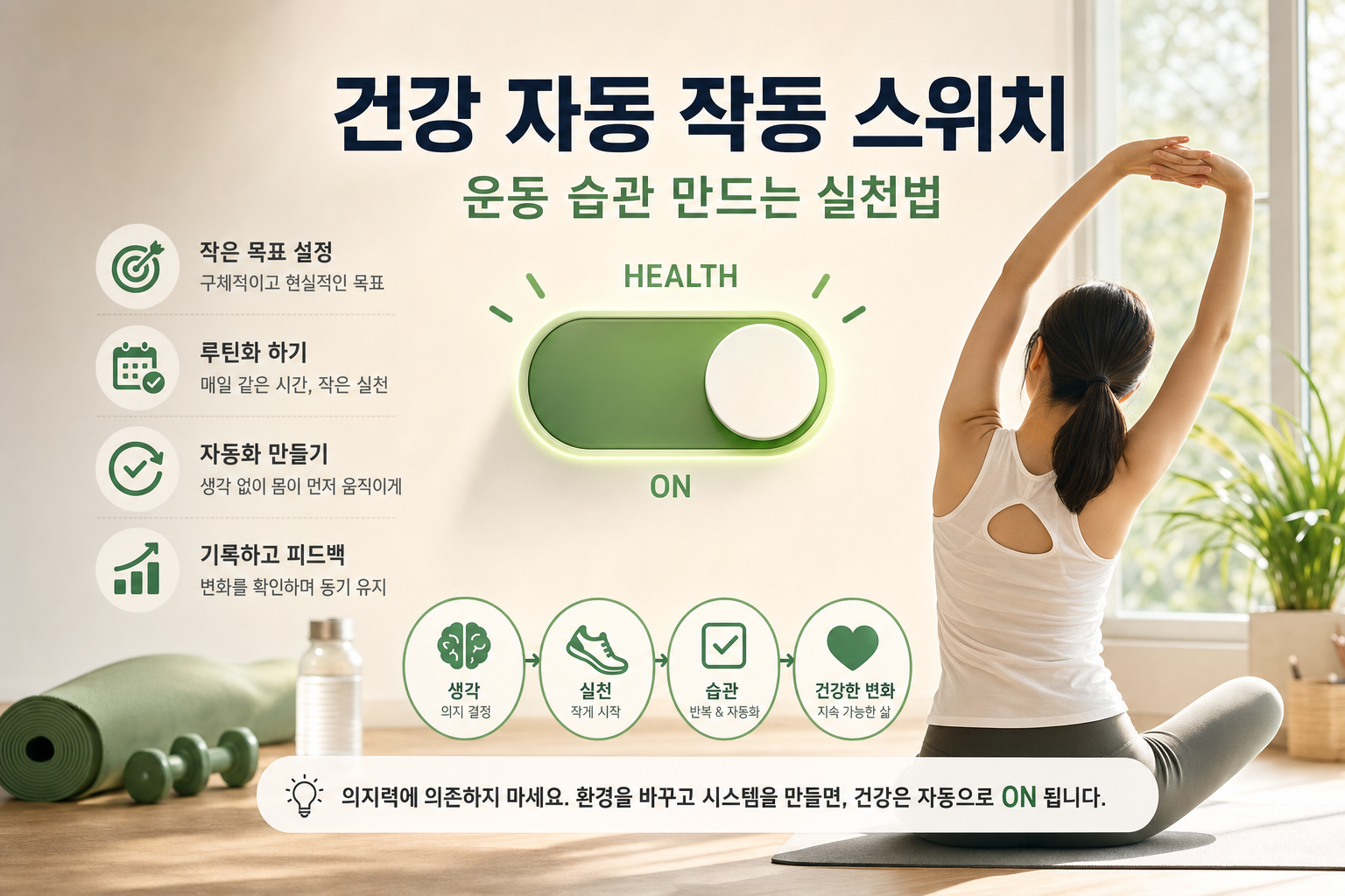 건강 자동 작동 스위치 운동 습관 만드는 실천법 관련 AI 이미지