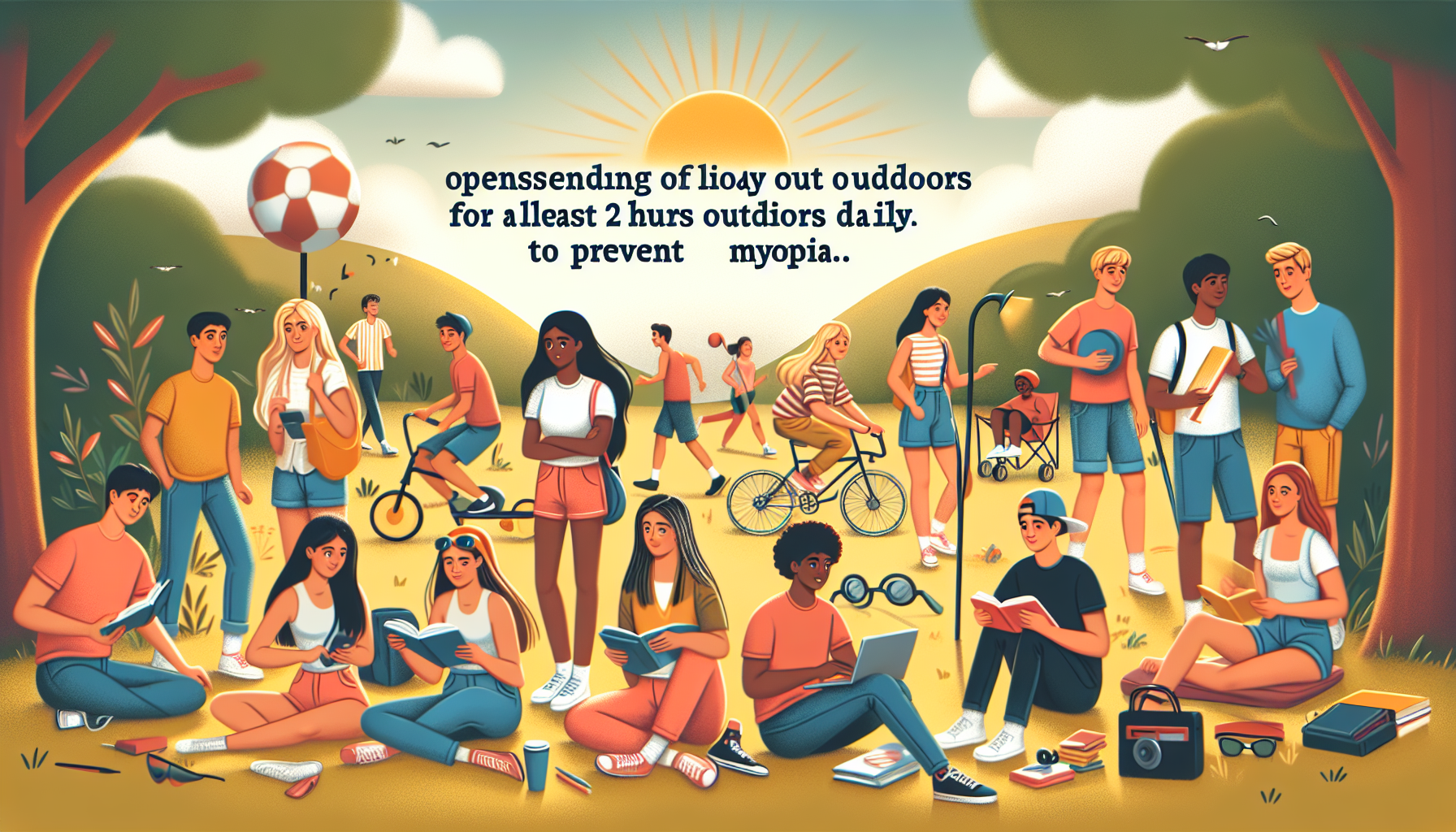 [건강] 청소년 근시 예방 하루 2시간 야외활동 필수 관련 AI 이미지