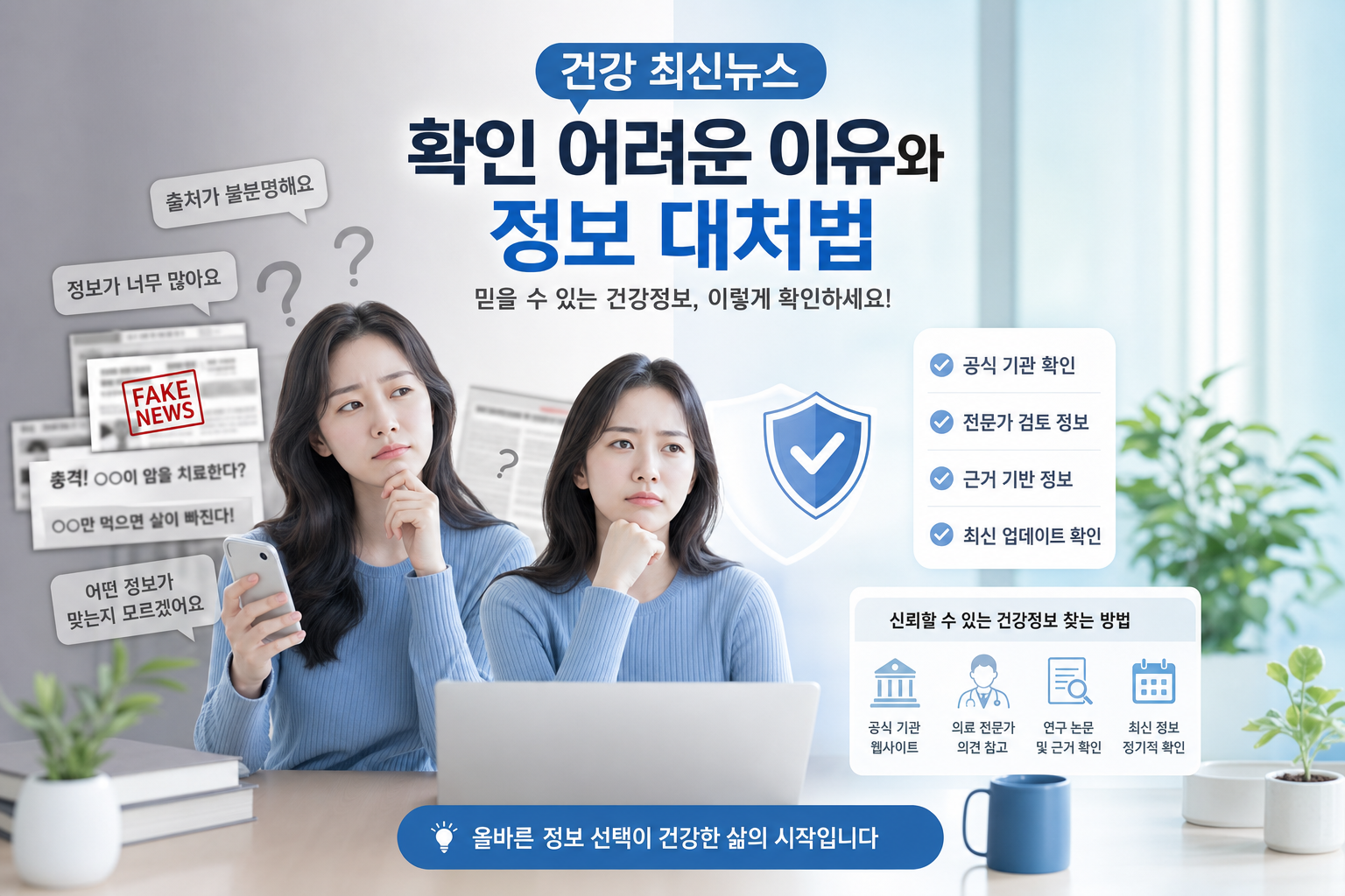 건강 최신뉴스 확인 어려운 이유와 정보 대처법 관련 AI 이미지
