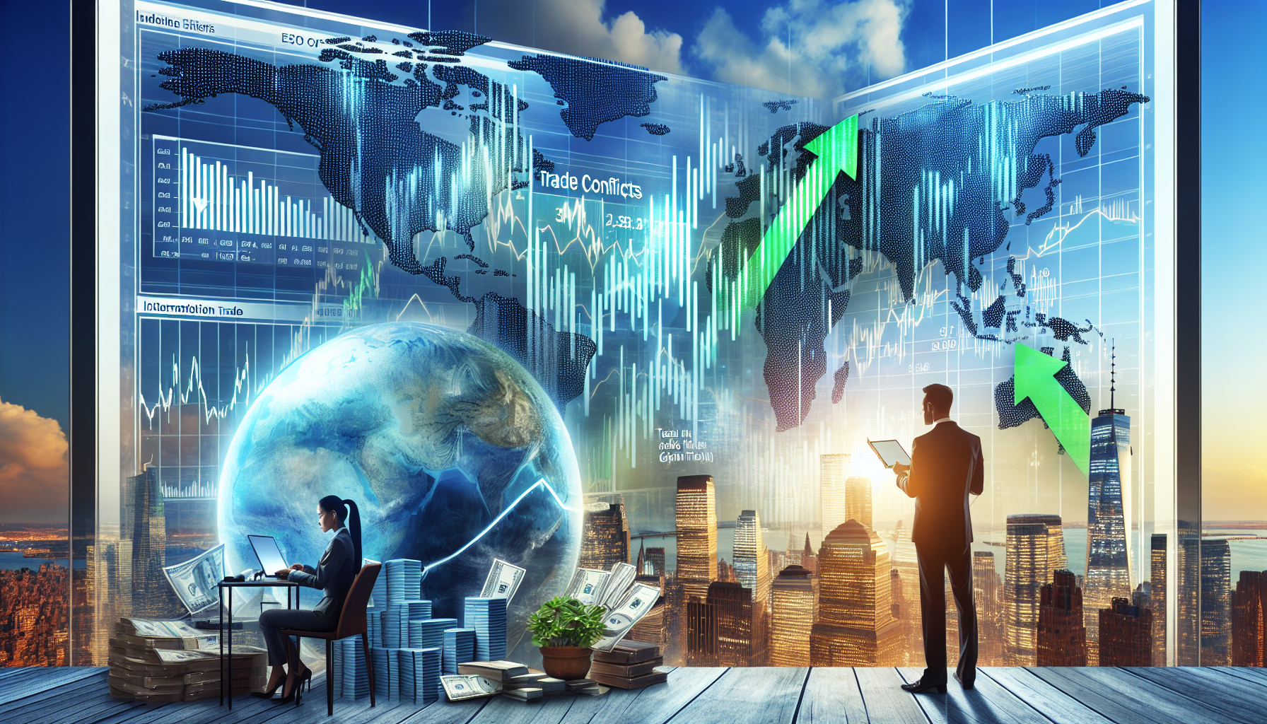 [경제] 무역갈등 완화와 뉴욕증시 상승 흐름 분석 관련 AI 이미지