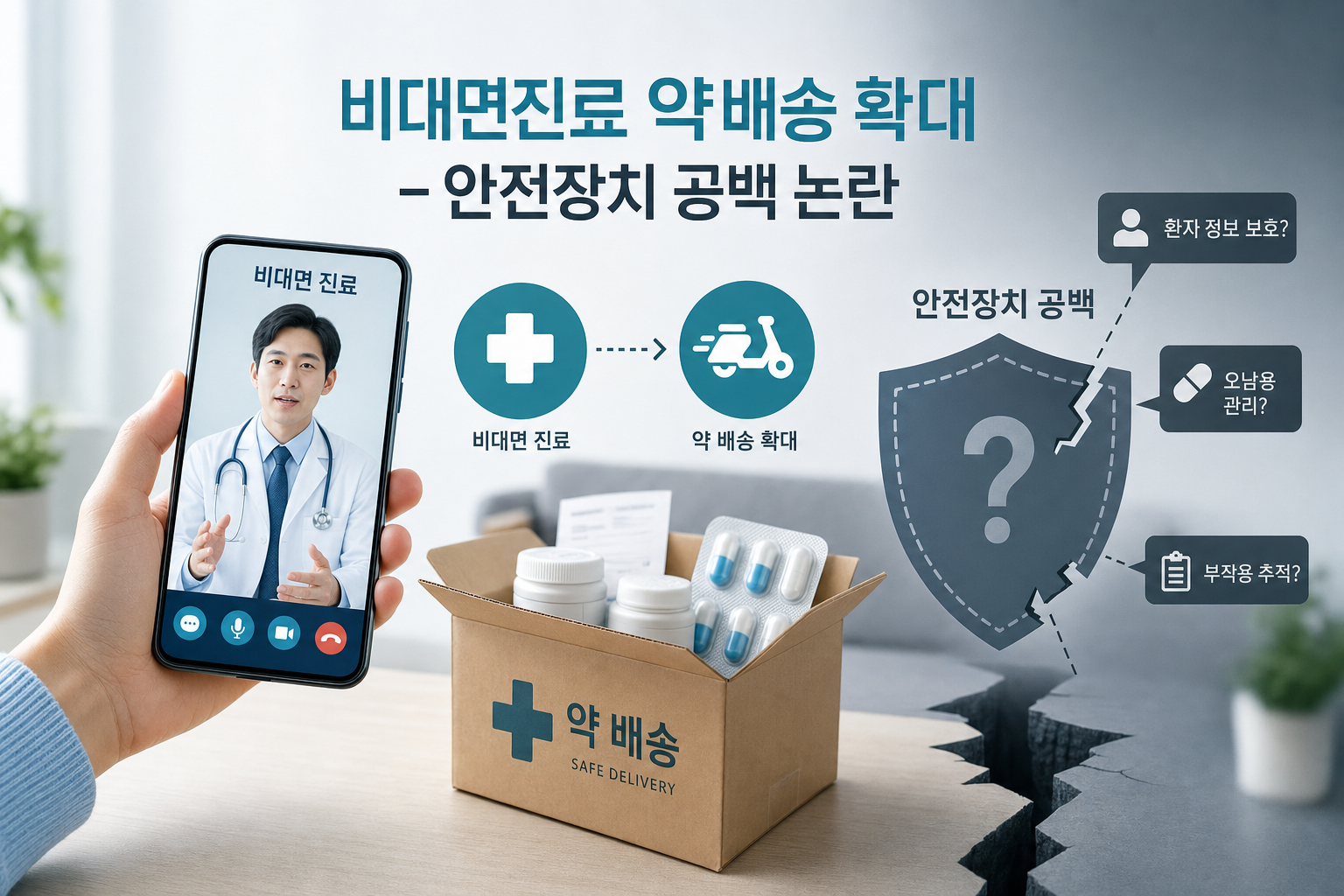 보건 비대면진료 약배송 확대와 안전장치 공백 논란 관련 AI 이미지