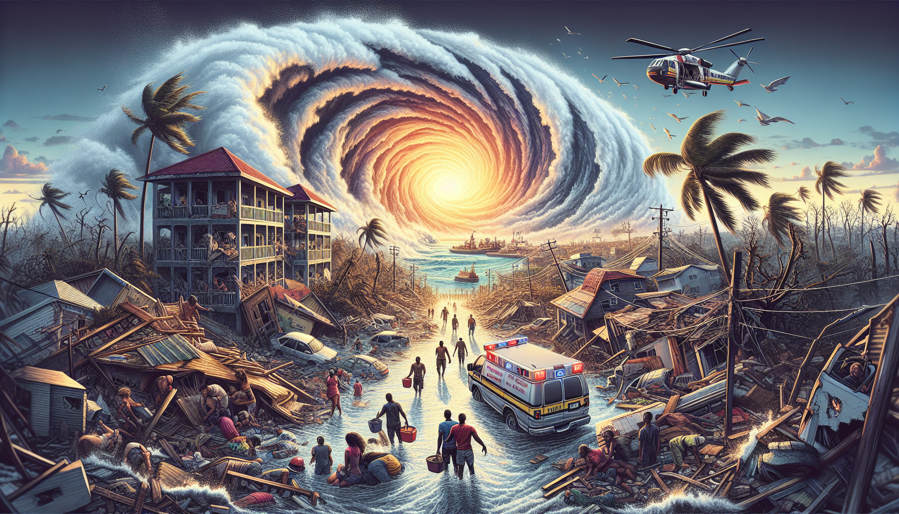 [이슈] 초강력 허리케인 자메이카 재앙급 피해 분석 관련 AI 이미지