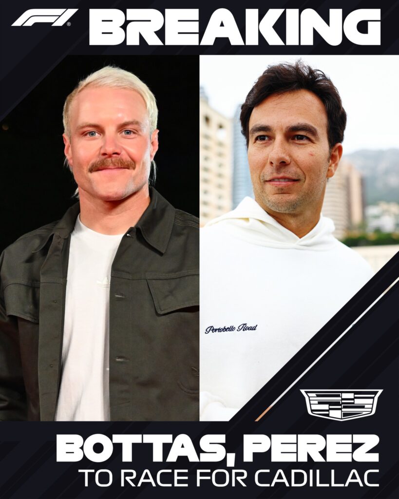캐딜락 F1 팀 2026 발테리 보타스, 세르히오 페레즈 영입 발표 관련 이미지
