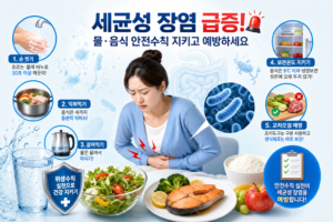 건강 세균성 장염 급증 물 음식 안전수칙 예방법 관련 이미지