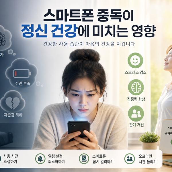 건강 스마트폰 중독이 정신 건강에 미치는 영향 관련 이미지