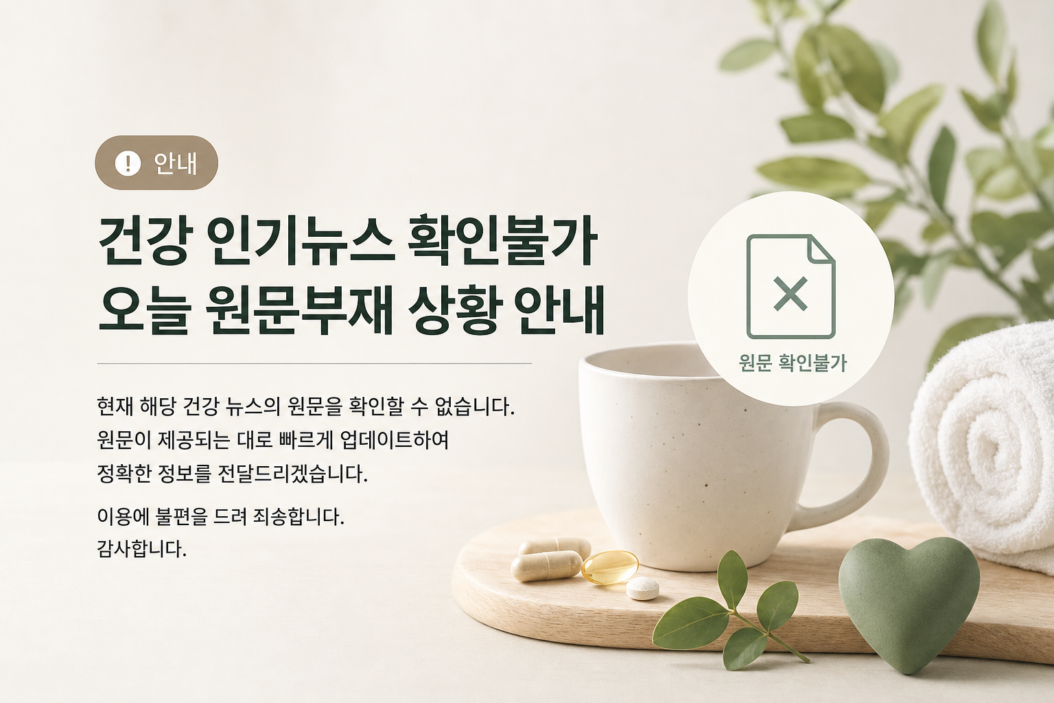 건강 인기뉴스 확인불가 오늘 원문부재 상황 안내 관련 이미지