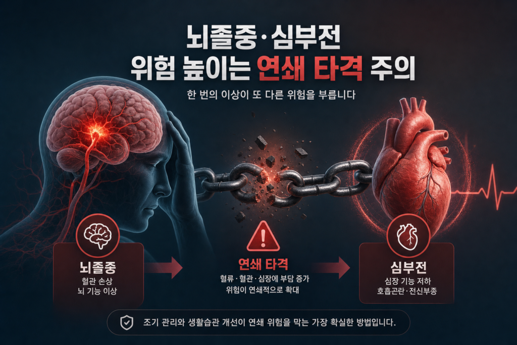 건강 뇌졸중 심부전 위험 높이는 연쇄 타격 주의 관련 이미지