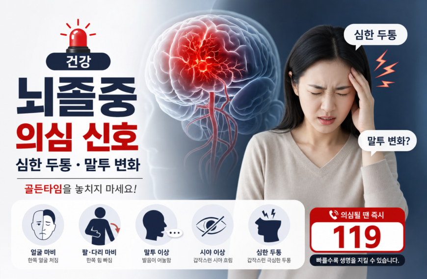 건강 뇌졸중 의심 신호와 심한 두통 말투 변화 관련 이미지