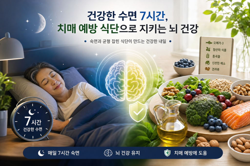 건강 수면 7시간과 치매 예방 식단 관심 높아 관련 이미지