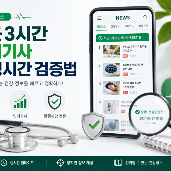 건강 최신뉴스 최근 세시간 인기기사 발행시간 검증법 관련 이미지