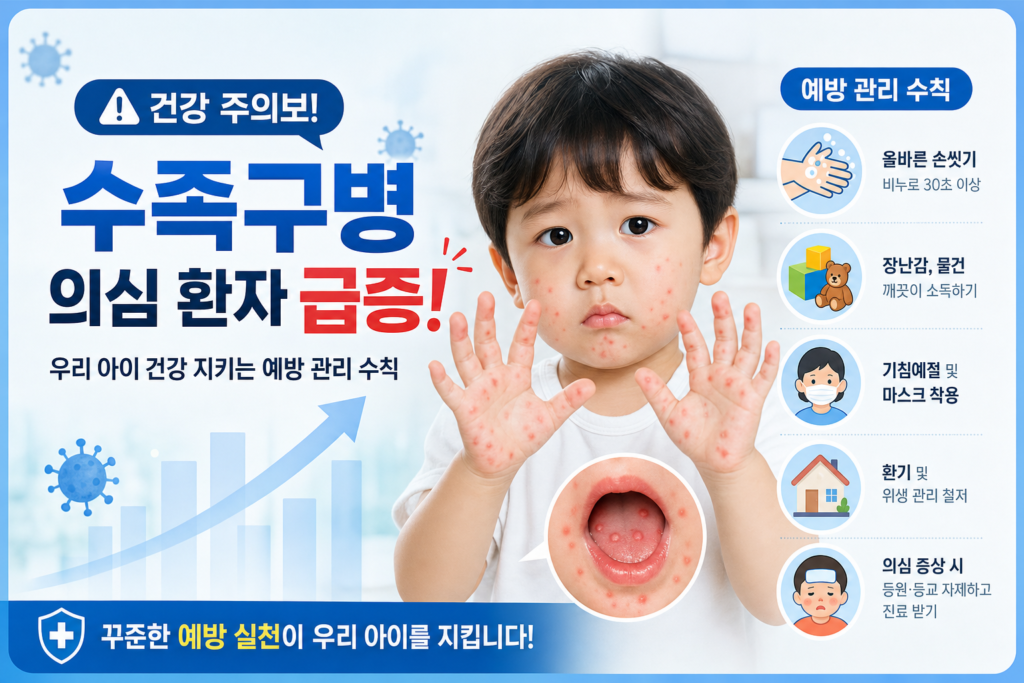 건강 수족구병 의심 환자 급증과 예방 관리 수칙 관련 이미지