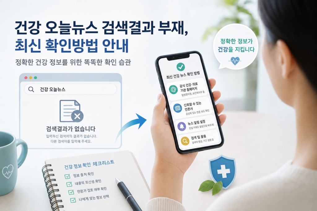 건강 오늘뉴스 검색결과 부재와 최신 확인방법 안내 관련 이미지