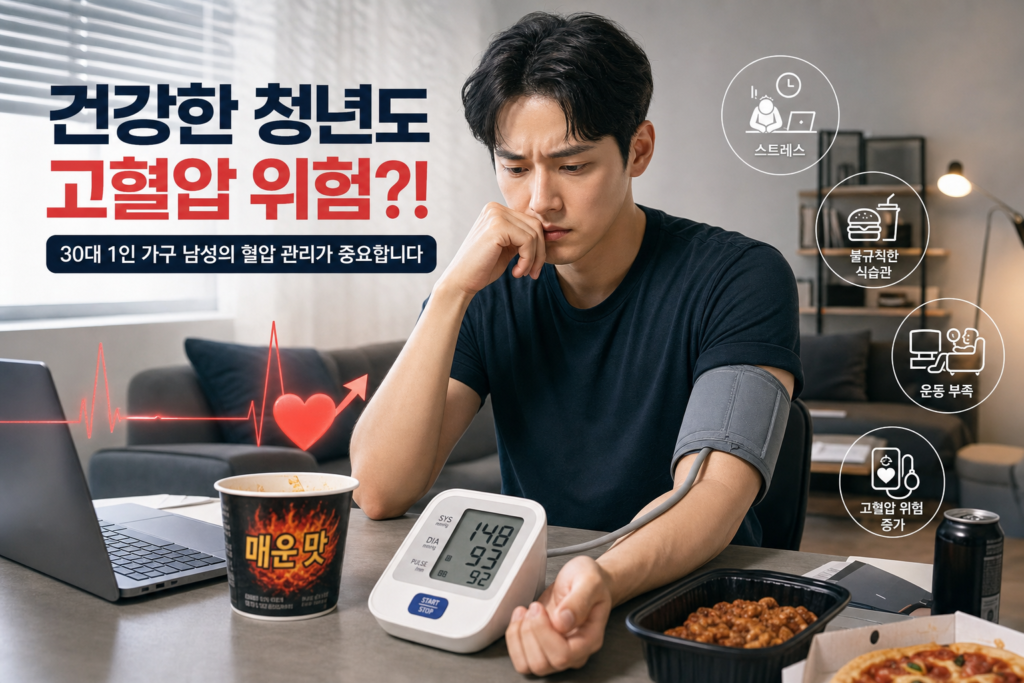 건강 청년 고혈압 30대 남성 1인 가구 위험 관련 이미지