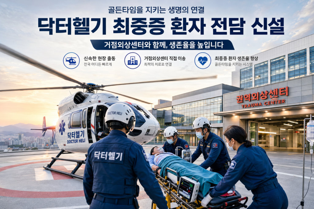 의료 닥터헬기 최중증 환자 거점외상센터 전담 신설 관련 이미지