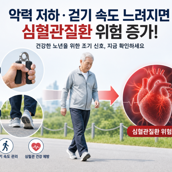 건강 노인 악력저하 걷기속도 심혈관질환 위험 증가 관련 이미지