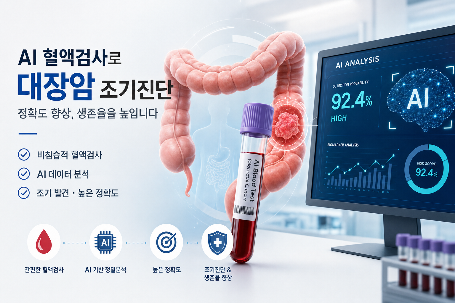 건강 대장암 AI 혈액검사 조기진단 정확도 향상 관련 이미지