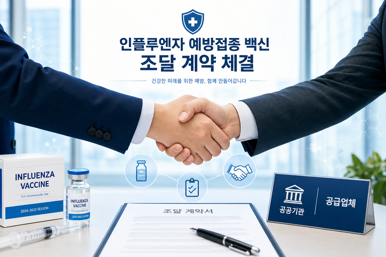 건강 인플루엔자 예방접종 백신 조달 계약 체결 관련 이미지