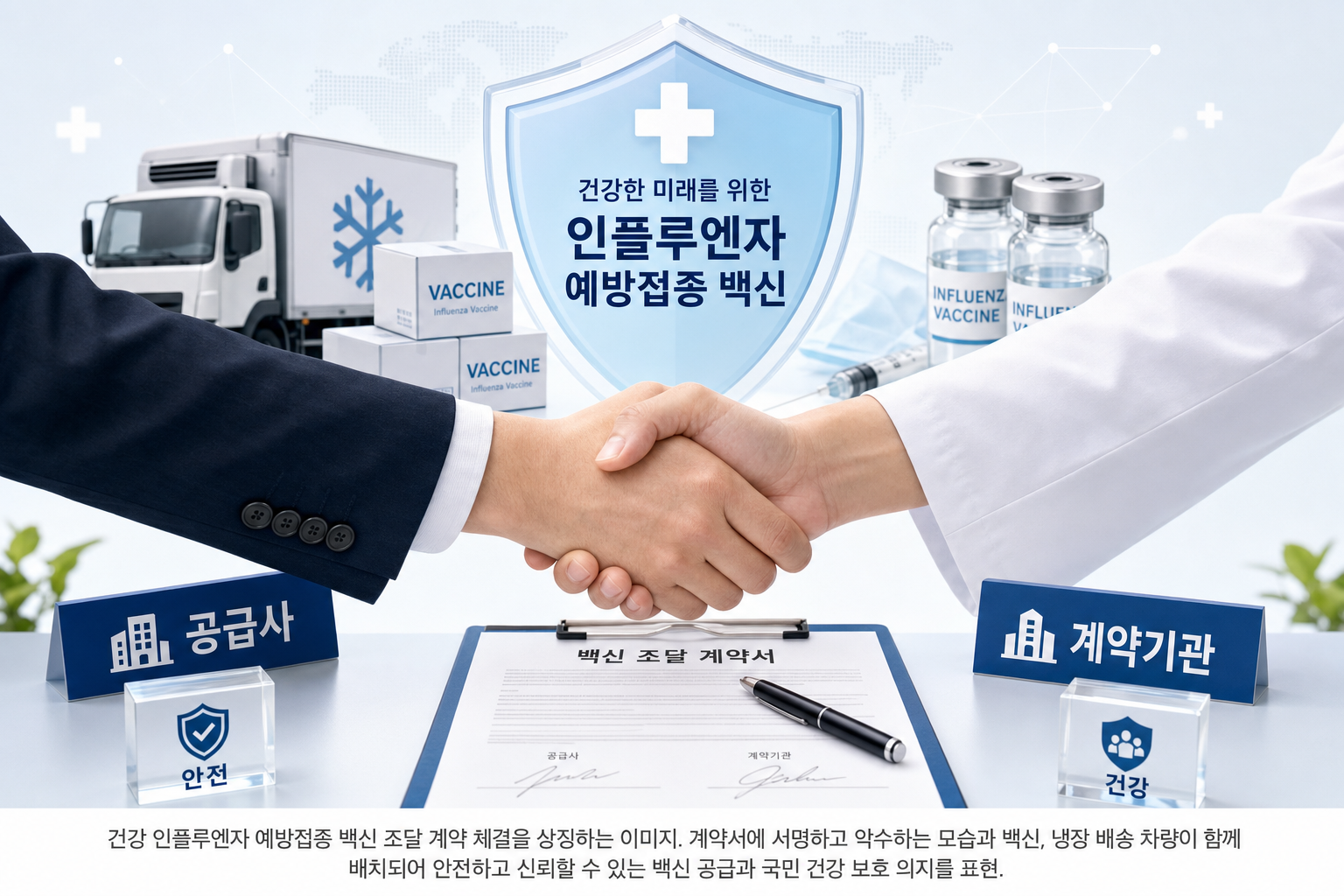 건강 인플루엔자 예방접종 백신 조달 계약 체결 관련 이미지